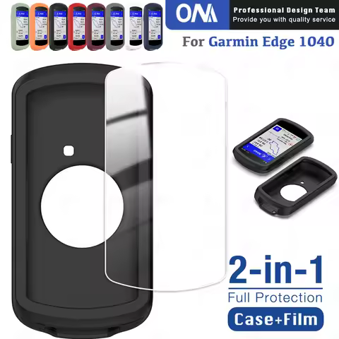 2-IN-1 Glass+Silicone Case for Garmin Edge 1040 Screen Protector Tempered Glass Film&Bumper Protecti