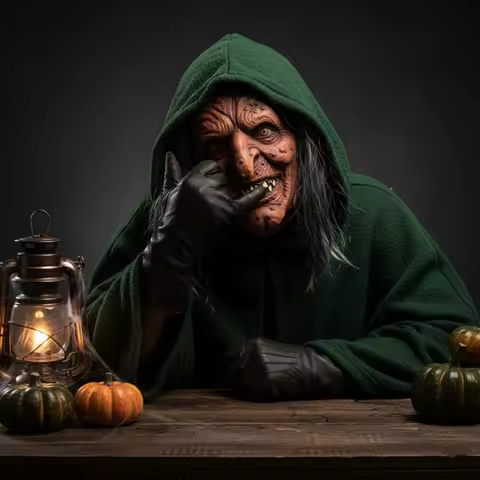 Realistic Creepy Witch Mask Latex Old Lady Hag Headgear Halloween Horror Party Cosplay Costume Prop
