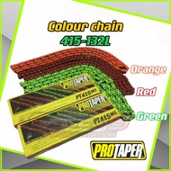 RANTAI MOTOR protaper chain 415 428 orange Green red colour chain 132L