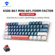 KONKDO แป้นพิมพ์แมชชีน K500-B61มินิแมคคานิคอร์ด60% ฟอร์มแฟกเตอร์61keybkeys แบบมีสายแป้นพิมพ์เล่นเกมค