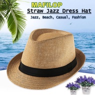 MAFILOP Straw Panama Cap Summer Gangster Cap Beach Jazz Dress Hat