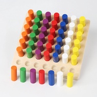Montessori Finger Grab Board Color Plug Stick Educational Toy Sensory Training Color Discrimination 