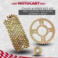 MotoCart HONDA MOTORCYCLE XRM/WAVE125/TMX/TMX ALPHA/SUPREMO/RS150, CHAIN, REAR, ENGINE SPROCKET SET