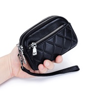 dompet perempuan dompet perempuan kecil Ladies Mini Cowhide Three Zipper Multifunctional Small Bag