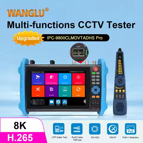 8K CCTV IPC Tester 8MP AHD CVI TVI POE IP Camera Testing Tool Cable Tracer HDMI VGA Input 7 Inch Tou
