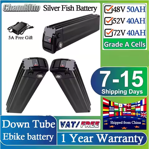 48 volt 30ah 1000W Silver Fish battery ebike s26 750W 20ah lithium battery 36v 52v 60v 72v Electric 
