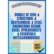 Bundle of Civil & Structural & Geotechnical & Steel Engineering Design excel Spreadsheets  & essenta