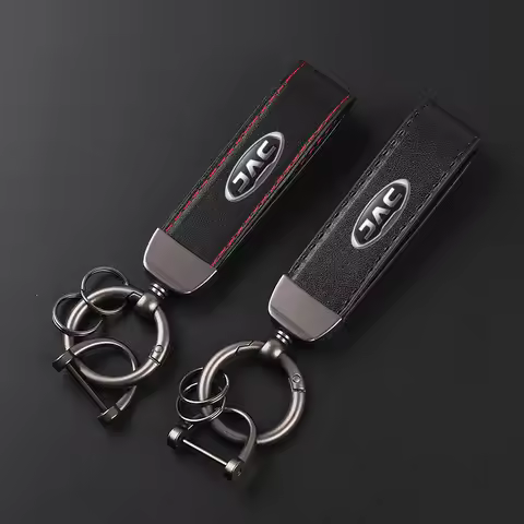 Deluxe Leather Keychain with Car Badge Keychain Pendant For JAC Refine J3 J4 J7 JS2 JS3 JS4 KR1 S2 3