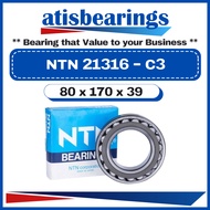 NTN 21316D1 C3 ( 80 x 170 x 39 ) 100% ORIGINAL Made In JAPAN Spherical Roller Bearings