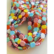 Glass beads, embossed spotted coin,/ jombang beads, gudo beads