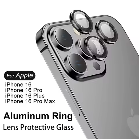 For iPhone 16 Pro Max Lens Protector Glass on iPhone16 16Pro Max Plus 16Plus 16ProMax HD Metal ring 