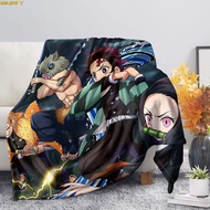 MiQINEY Fashion Anime Devil Blade Flannel Soft Fluffy Blanket Demon Slayer Printed Quilt Bed Cover Sofa Travel Office Blanket