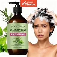 Lightweight Rosemary Mint Shampoo with Biotin, Fresh Feel, 300ml, Gentle Cleansing  Syampu Rosemary 