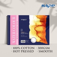 MayArt SC Wire-O Watercolour Book 300gsm 100% Cotton Hot Pressed A3/A4 Buku Cat Air Wire-O