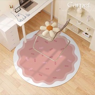 Pink Round Carpet Bedroom Floor Mat Swivel Chair Hanging Basket Study Roller Non-slip Mat Office Computer Chair Home Mat Foot Mat