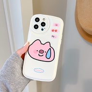 Good case airbagcase For IPhone 14 Pro Max IPhone Case Thickened TPU Soft Case Clear Case Airbag Shock Resistant Cartoon Cute Pink Piggy Cold Sweat face for iPhone 11 12 13 14 Pro Max 15 Pro Max iPhone XR 7 8 Plus X XS Max SE 2020(without holder)