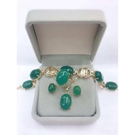 【Lowest price】MEi Jewelry 4-in-1Jade Bangle  Earring Ring and Necklace Jewelry Set with Box JJ00169