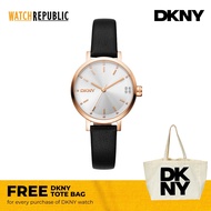 [FREE GIFT] DKNY Soho Glitz Black Leather Analog Quartz Watch For Women DK1L038L0035
