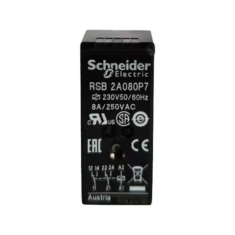 10 pcs RSB2A080P7 Interface plug-in relay, 8 A, 2 CO, 230 V AC