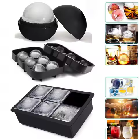 Large Sphere Cube Molds 4/6/8Grid Whiskey Ice Mold Leak-free Round Ice Cube Mold Easy Fill & Release