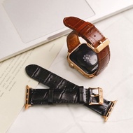 Smooth brown crocodile embossed cowhide strap for Apple Watch, smart watches, mechanical watches