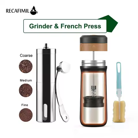 350ML French Press Portable Press Coffee Maker with Coffee Plunger Filter Tarvel Mug Pot Stainless S