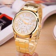 EYe❀Fashion Women Luxury Geneva Roman Numerals Golden Tone Quartz Analog Wrist Watch