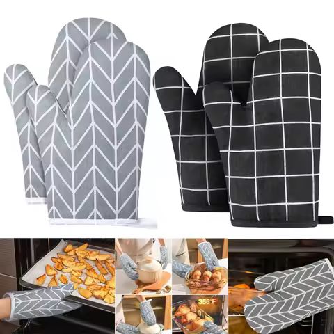 Oven Baking Gloves Oven Mitts Microwave Oven Gloves High-temperature Resistant Linen Gloves Kitchen