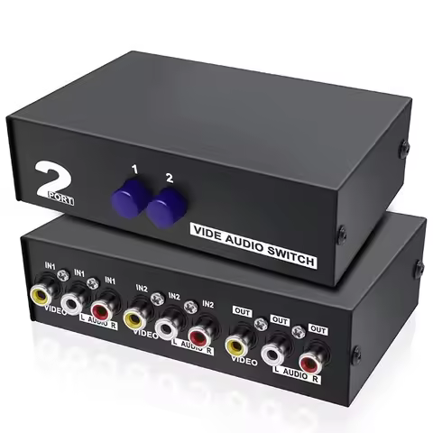 2/4 Port AV RCA Switch 2 in 1 out /4 in 1 out AV Signal Video L/R Audio Switcher Selector Box for DV
