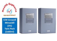 ICM Growell Minoxidil 3% Scalp Lotion (Twin Pack) 2x60ml *Kirkland*Regro*Alpecin*