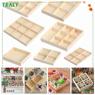 TEALY Storage Wooden Box Cosmetic Tool Storage Plant Pot Stand Divided Drawer Desktop Organizer