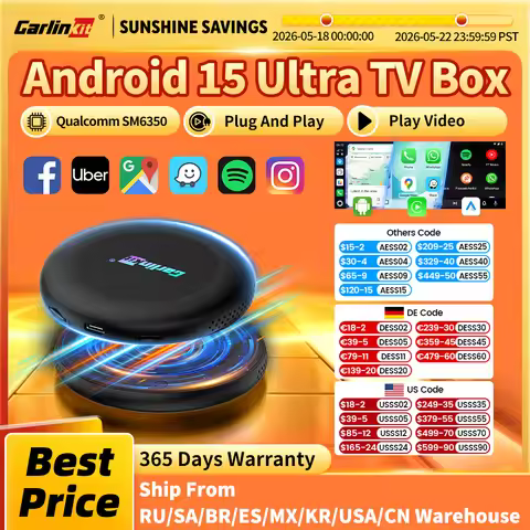 CarlinKit CarPlay Ai Box Android 15 Ultra2 SM6350 8GB+128GB Smart Android TV Box Wireless CarPlay An