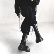 รองเท้าบูทเชลซีสีดําสําหรับผู้ชาย สไตล์แฟชั่น Ins British Heritage หนังแท้ รองเท้าซิการ์มาร์ตินส้นสู