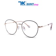 Black metal round eye glasses frames for men and women 7K29195. 0 degree fake lenses protect against