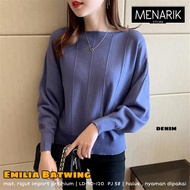 Emilia Batwing Blouse Atasan Wanita Rajut Import Premium Halus dan Lembut