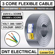 Loose Cut Meter - 3 Core Wire Flexible Cable - 23/0.16mm | 0.5mm 3 Core Cable Wayar Kabel Elektrik F
