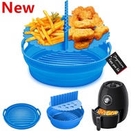 NEW Air Fryer Silicone Pot Basket Plate Cooking Air Fryer Accessories Round Reusable Foldable Bpa Free Airfrye