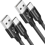 Huukein USB to USB C Cable 6.6ft, 2-Pack USB A to Type C Charger Cord 3A Fast Charging Braided for iPhone 15 Pro Max Plus, Samsung Galaxy S20 S10 S9 A13 A14 A22 A23 A51, Tab A7 A8 S6 S7 Tablet, Black