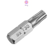 LONNG 1pc Torx Bits, S2 Alloy Steel 25mm Length Screw Driver Bit, 1/4 Inch Hex Shank T6-T40 6 Point 