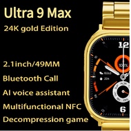 IWO 14 Ultra 9 Max Golden 24k Smart watch Digital Series 9 NFC Men Women Full Screen waterproof sports Rotary Button Bluetooth Call Smartwatch