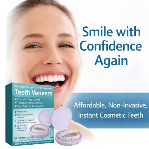 Adjustable Snap On Dentures Temporary Veneers Kit Fake Teeth Cover for Missing Teeth Gaps Perfect Sm