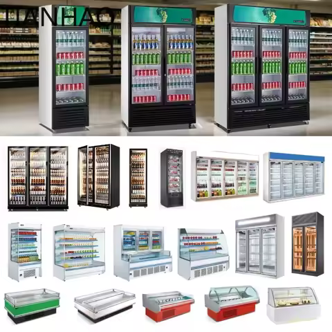 Commercial upright glass door open chiller wine and beverage display freezer refrigerator & fridge d