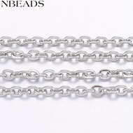 1roll Tarnish Resistant 304 Stainless Steel Cable Chains with Spool Flat Oval for Jewelry Making Sol