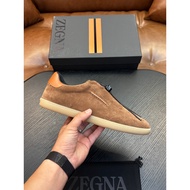 ZEGNA Men's 2026 Spring Summer Latest Leather Lace-Up Flat Shoes