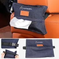 Citroen Car Denim Tissue Box Car Sunshade Hanging Armrest Box Storage Tissue Box For Citroen c4 Cact