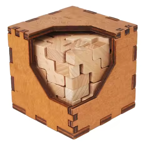 New 3D Wooden Logic Brain Teasers Cube Box Puzzles Game, Mojo, the 36 Why Box Wooden Puzzles, Assemb