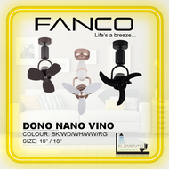 Fanco DC  Corner Fan Dono Nano Vino 16 inch / 18 inch Black  White Wood Ceiling Wall Mount Remote Control