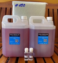 เรซิ่นไฟเบอร์กลาส  ขนาด 10 กิโลกรัม พร้อมตัวเร่ง 120cc พร้อมใยแก้ว #300 #450 #600จำนวน 1กิโลกรัม