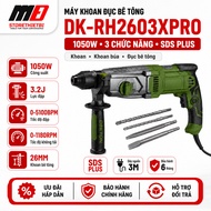 Dekton DK-RH2603XPRO 1050W Concrete Drill 3 Functions Impact Force 3.2J Genuine SDS Plus Bit Head