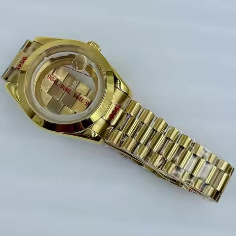 40mm Smooth Bezel Watch Case Accessories Rose Gold For date day Datejust Seiko Miyota 8285 Movement 